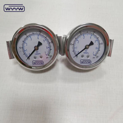 ss304 hydrauliczny gniazdo 1/4&quot; bsp 2,5&quot; osiowy wypełniony płynem gabaryt ciśnienia zacisku