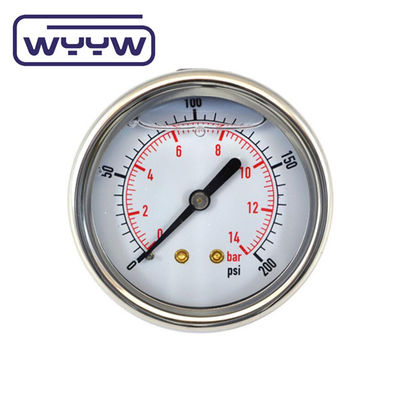 En837-1 63mm tylna całość z stali nierdzewnej miedzianego rurki burdonowej miernik ciśnienia 0-20bar/0-300psi 1/4