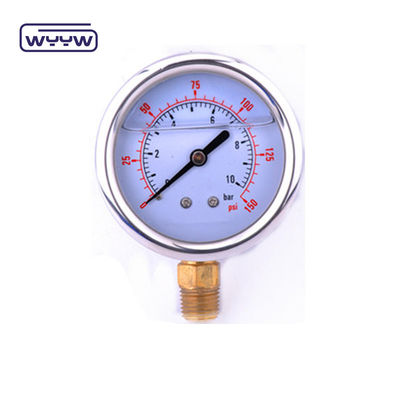 EN837-1 Gliceryna 63mm 1psi 0- 600 Psi Npt 1/4 oleju wypełniony miernik ciśnienia