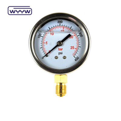 EN837-1 Gliceryna 63mm 1psi 0- 600 Psi Npt 1/4 oleju wypełniony miernik ciśnienia