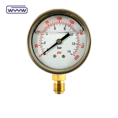 EN837-1 Gliceryna 63mm 1psi 0- 600 Psi Npt 1/4 oleju wypełniony miernik ciśnienia