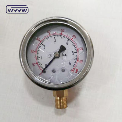 Wysokiej jakości łącznik miedziany 1/4 &quot;BSP Dwukrotna pręta psi EN837-1 Accurac 1.6 Ciśnieniomierz wypełniony płynem
