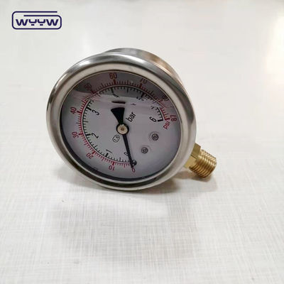 Wysokiej jakości łącznik miedziany 1/4 &quot;BSP Dwukrotna pręta psi EN837-1 Accurac 1.6 Ciśnieniomierz wypełniony płynem