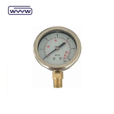 Wysokiej jakości łącznik miedziany 1/4 &quot;BSP Dwukrotna pręta psi EN837-1 Accurac 1.6 Ciśnieniomierz wypełniony płynem