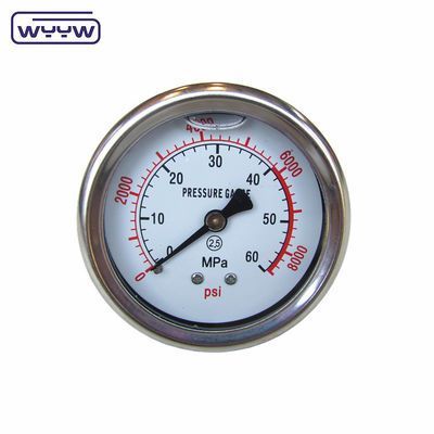 63mm EN837-1 woda hydrauliczna 0-10bar /psi olej wejściowy osiowy gliceryna wypełniony manometrem ciśnienia 2,5&quot;
