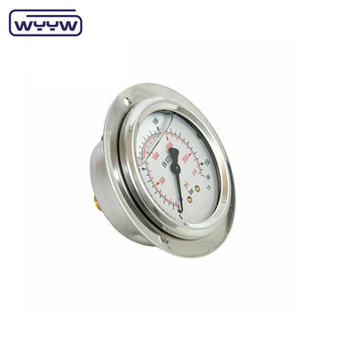EN837-1 Panel mount 25 bar 63mm przednia obudowa przedrukowa wypełniona olejem miernik ciśnienia