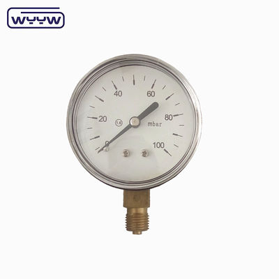 Czarna stal 1/4&quot;npt bsp miedziana nitka dokładność radialna 1,6 manometr niskiego ciśnienia powietrza 60mbar miernik ciśnienia