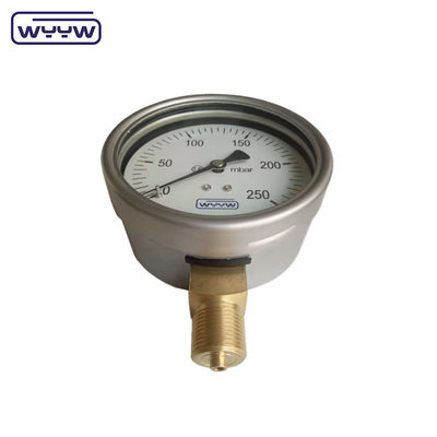 Chińska fabryka kapsułka miernik ciśnienia 100 mm mbar ss przypadek łącza mosiężny 1/2 &quot;bsp cmh2o manometr niskiego ciśnienia