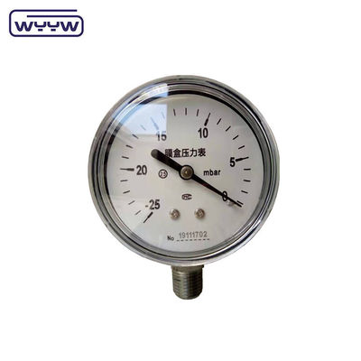 MMWC &amp; Mbar 63mm Manometr pomiaru ciśnienia kapsułki Materiał ze stali nierdzewnej