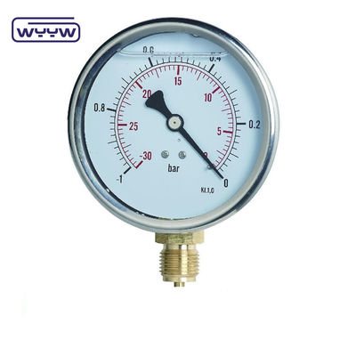 SS304 Pudełko złożony miernik miernik ciśnienia kierunek promieniowy -1-1bar -15-15psi 100mm napełnienie olejem