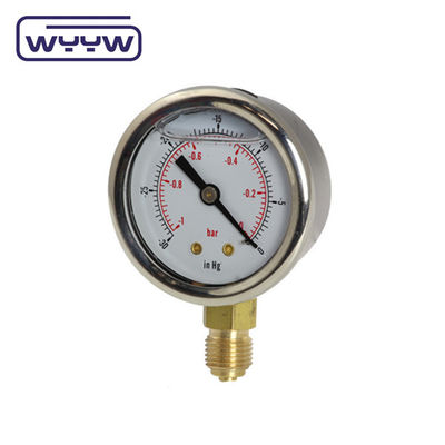 SS304 Pudełko złożony miernik miernik ciśnienia kierunek promieniowy -1-1bar -15-15psi 100mm napełnienie olejem