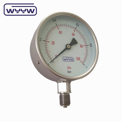 Y-100H nie używać oleju tlenu 100mm wysokiej precyzji dolnej M20X1.5 G1/2&quot; suche wszystkie ze stali nierdzewnej miernika ciśnienia