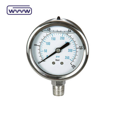 60 mm Ciśnieniozmierzacz wypełniony płynem 250 bar Manometr EN 837-1