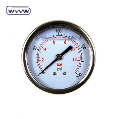 Połączenie z tyłu 100 mm wypełniony olejem miernik ciśnienia Ss304 ze stali nierdzewnej
