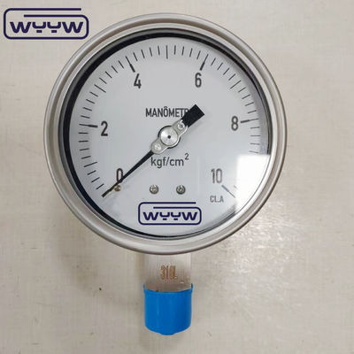 Manometr bagnetowy Ss304 Obudowa gwint ss316 Wypełniony gliceryną Szkło bezpieczne ze wskaźnikiem regulacji