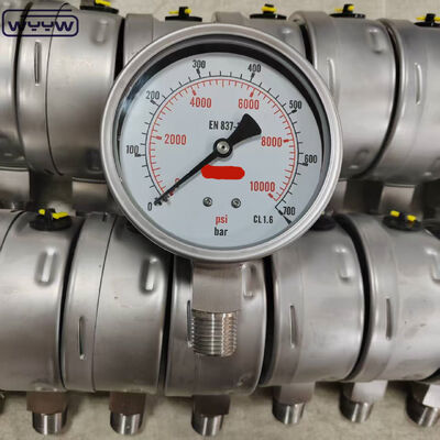 Silikonowy glicerynę wypełniony bezel pierścieniowy miernik ciśnienia z 100 mm tarczy i podłogi do zastosowań przemysłowych