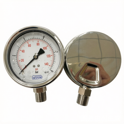 100mm Liquid Filled Shock Resistant Pressure Gauge Series (10bar/20bar/25bar/40bar)